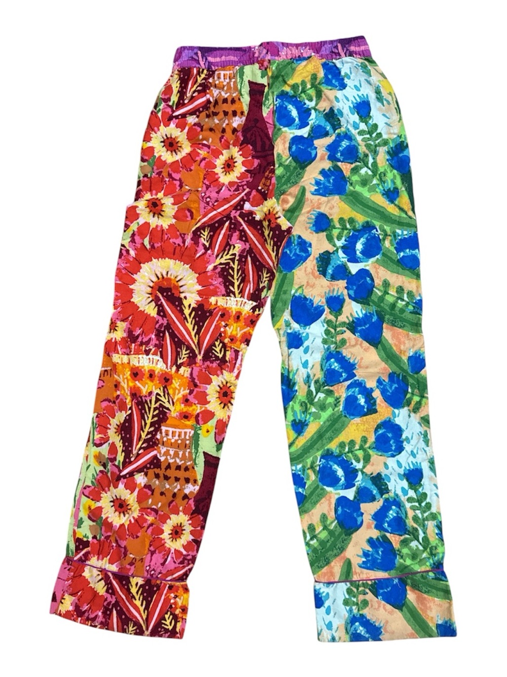 Anthropologie Roeqiya Bloom Flannel Pajama Pants Two-Tone Floral Wide-Leg - Picture 5 of 6